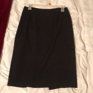 Knee length pinstripe business pencil skirt